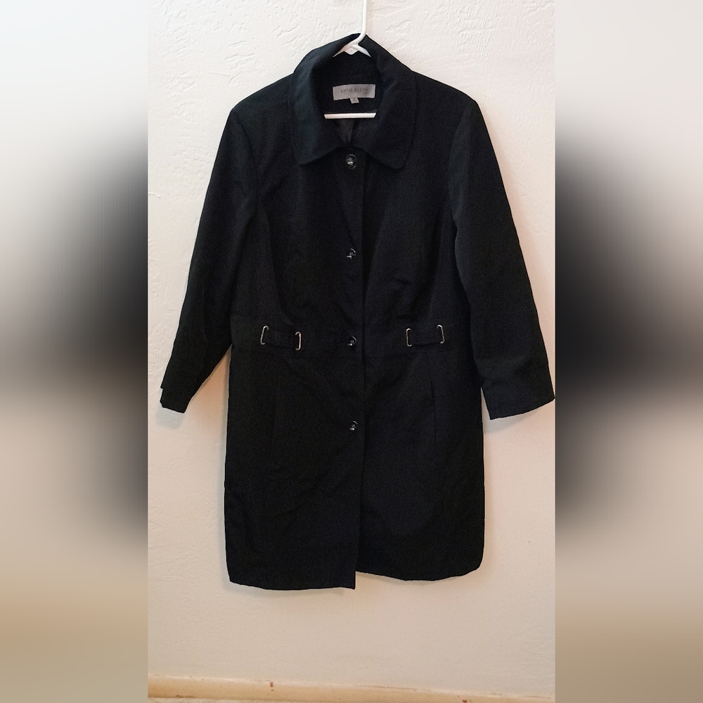 Anne Klein Women's 1x Black Rain Coat